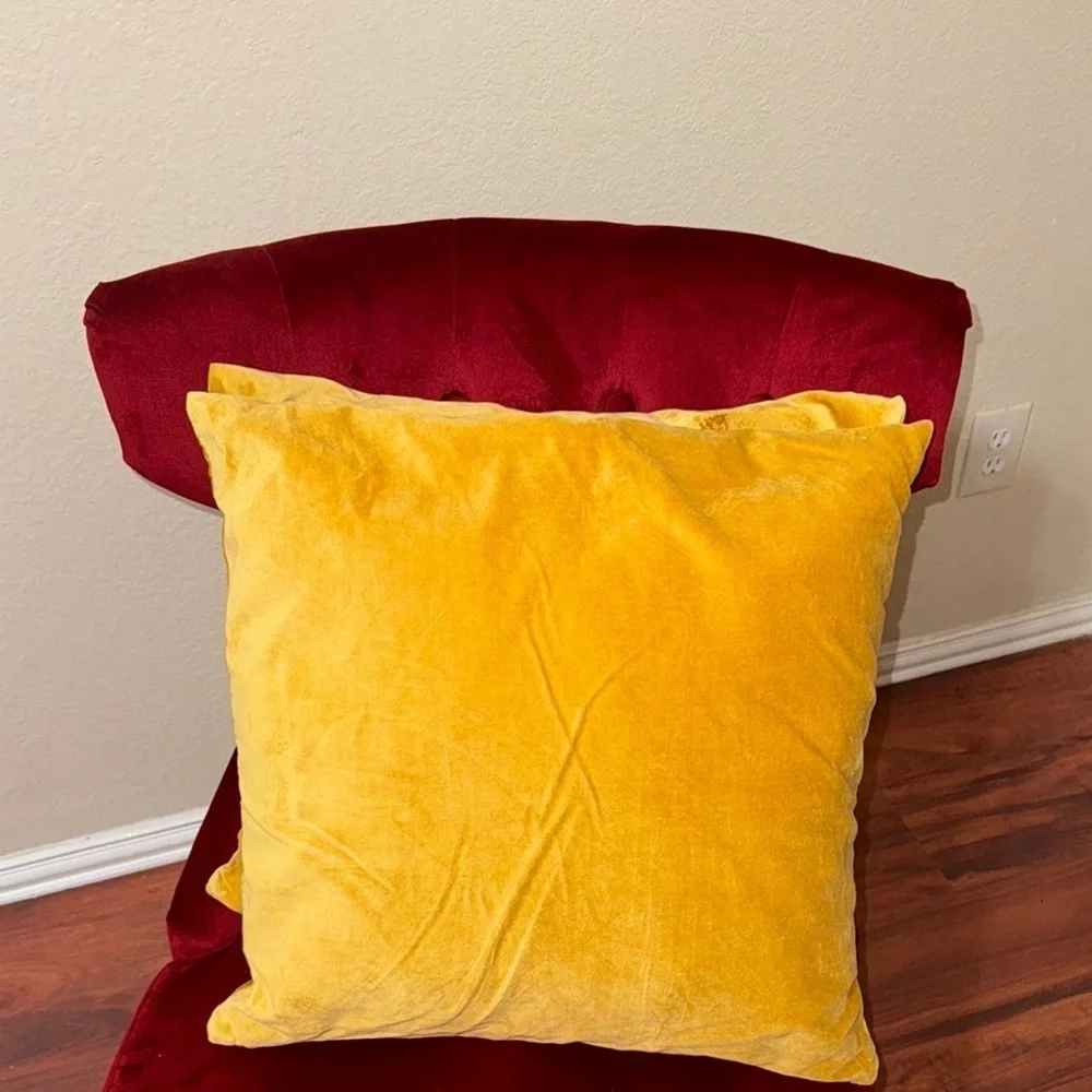 Yellow Gold Velvet Throw Pillows 20x20 Chic Accent Decor